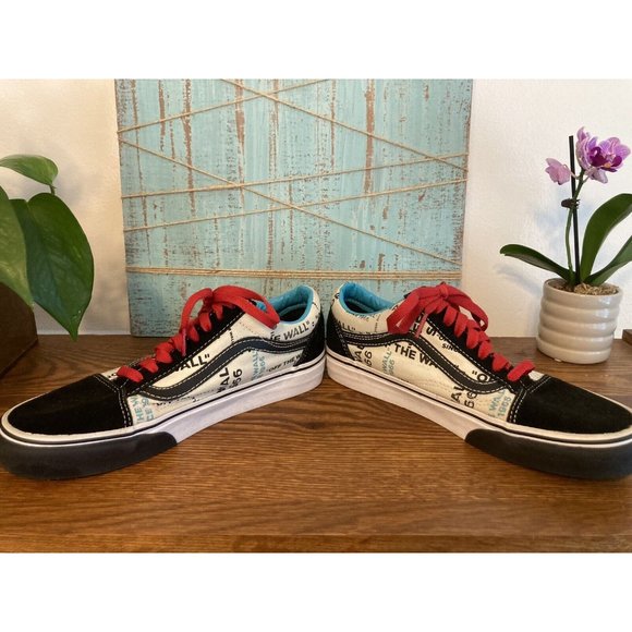 Vans Off The Wall Skateboard Shoes Size 7 M 8.5W Suede and Canvas Red Flames - Picture 7 of 10